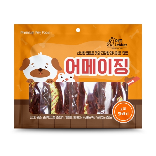  대용량 사사미 강아지 간식 펫레터 어메이징 300g 오리꽈배기