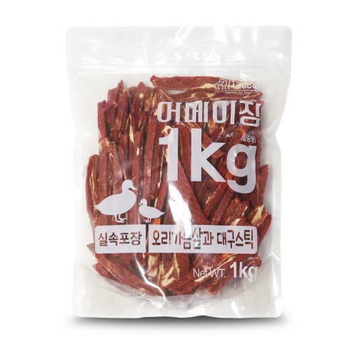  펫레터 실속형 어메이징 오리&대구스틱 1kg